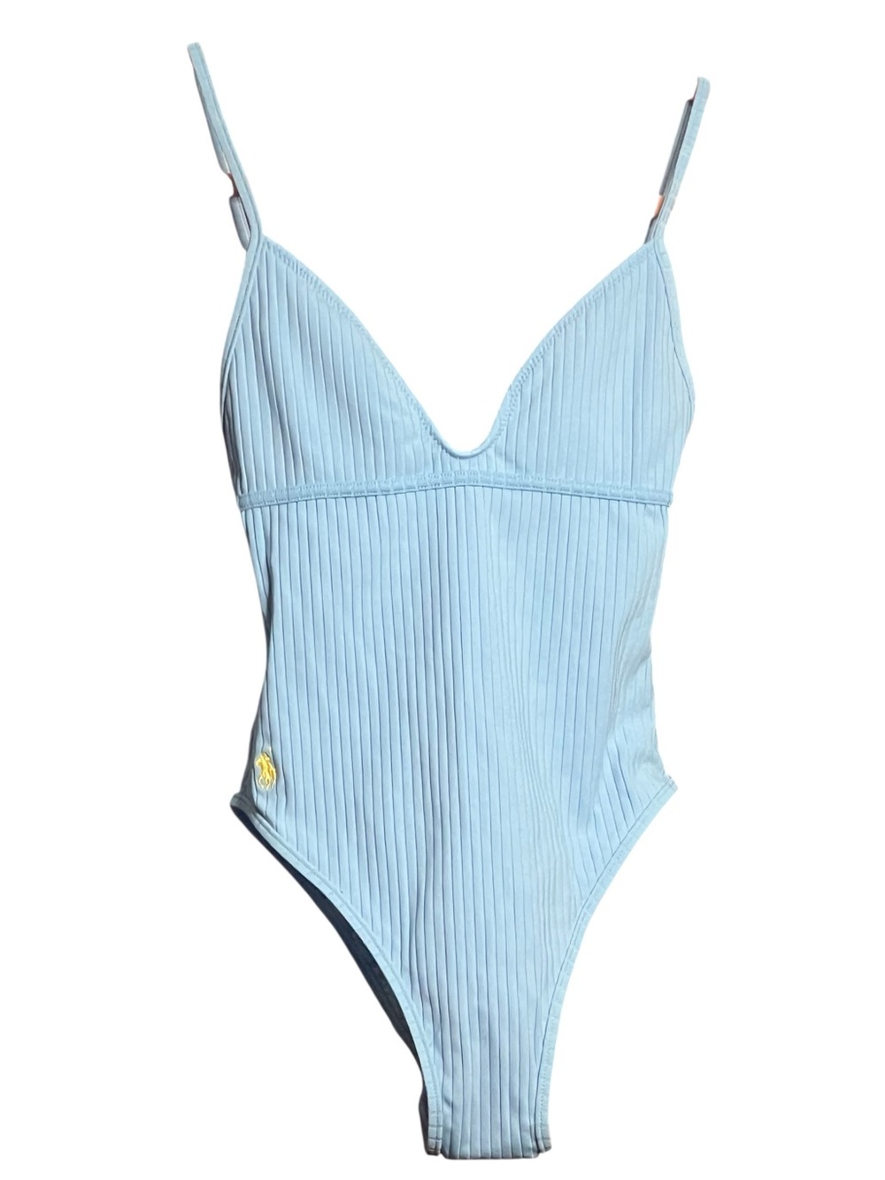 Ralph Lauren POLO Baby Blue Ribbed One Piece Swim Suit